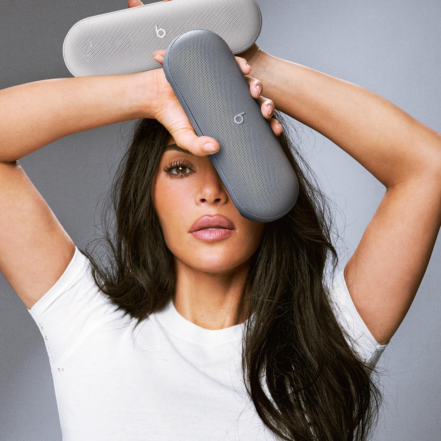 Beats Pill x Kim Kardashian - Wireless Bluetooth Speaker and Portable Charger via USB-C - Up to 24 Hours Battery Life, IP67 Water Resistant, Apple & Android Compatible, Built-in Mic – Light Gray - Image 5