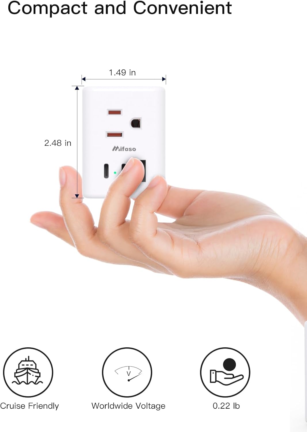 2 Pack European Travel Plug Adapter, Mifaso International Power Plug Adapter with 3 Outlets 3 USB Charging Ports(2 USB C), Type C Plug Adapter Europe Travel Essentials to Spain Italy France - Image 6