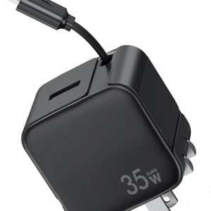 Retractable Wall Charger, 35W Fast USB Chargers Block with Cables for iPhone 14/13/12/11 Pro MAX/XR/XS/8/7,iPad, Portable Retractable Charger Wall Plug for Home Travel Office