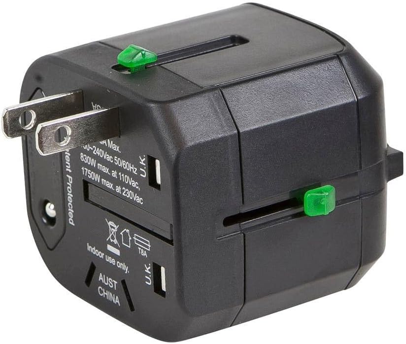 Monoprice Compact Cube Universal Travel Adapter, Supports International Power Outlets, Black - Image 3