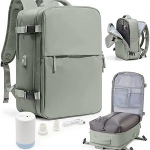 Vacuum Seal Travel Backpack with Air Pump,Compression Vacpack Waterproof Carry On Backpack for Travel Women Men with Vacuum System,Airlines Approved Daypack Laptop Space Saver Bags,GrassGreen