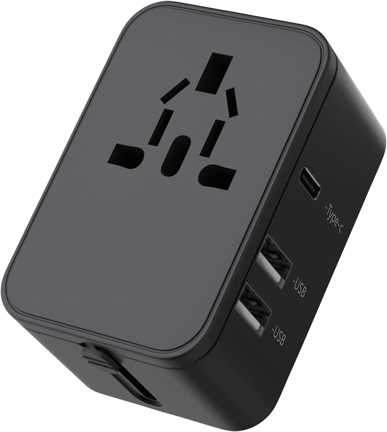 Travel Plug Adapter with 2 USB A+1 USB C,Universal All in One Worldwide Travel Adapter,Power Converters Wall Charger,AC Power Plug Adapter,International Power Adapter for USA EU UK AUS Black - Image 2