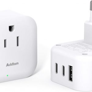 2 Pack European Travel Plug Adapter, US to Europe Plug Adapter with 3 Outlets 3 USB Charging Ports(2 USB C), Type C Adapter Travel Essentials to Most Europe EU Spain Italy France Germany Iceland