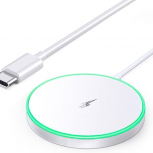 Magnetic Wireless Charger 15W Mag Safe Charger-Fast Charging Pad Compatible with iPhone17/16/15/14/13/12 Series & Airpods 2 3 Pro-LED Mag-Safe Pad with Dual Charging Ports Original Replacement（White）
