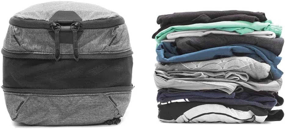 Peak Design Packing Cube, Charcoal, Weatherproof Luggage Cube with Dual Compartment Organization, Expansion and Compression, Zipper Opening, Travel Organizer for Men and Women, Size S - Image 2
