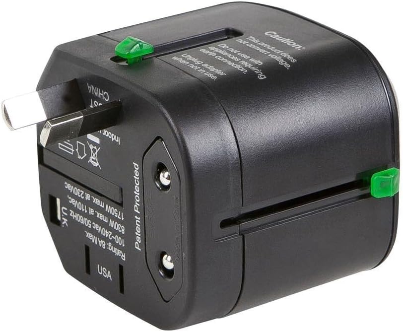 Monoprice Compact Cube Universal Travel Adapter, Supports International Power Outlets, Black - Image 5