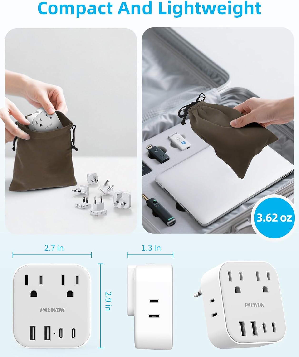 European Travel Plug Adapter Set, 8-in-1 Travel Adapter with 4 AC, 4 USB Ports (2 USB C), US to UK/EU Universal Travel Adapter, International Power Adapter with Type C/G/D/L/A/I Detachable Plugs - Image 4