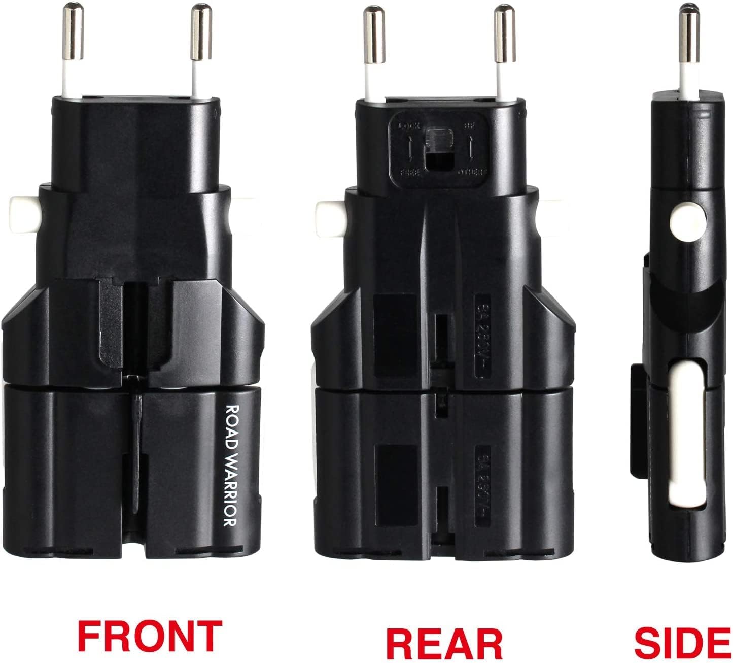 ROAD WARRIOR Universal Travel Plug Adapter Europe/UK/Australia/USA/India/China Compact Does Not Convert Voltage RW101BK Black - Image 9