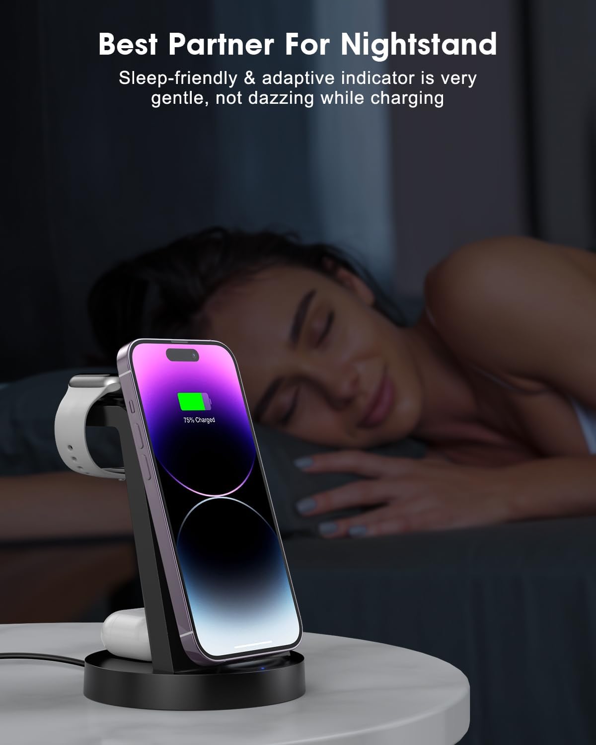 3 in 1 Charging Station for Apple Device, Wireless Charger for iPhone 16e 16 15 14 13 12 11 Pro Max & Apple Watch iwatch- Charging Stand Dock for AirPods - Image 7