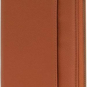 WASON Leather Zipper Travel Passport Wallet Holder RFID Blocking Cover, Passport case Pocket Slot for Card, Cash, ID, Boarding Pass and Ticket for Men, Women and Family Trips (Brown)