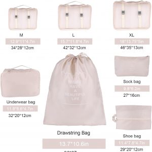 Packing Cubes for Travel Bags Suitcase Organizer Travel Cubes for Packing Luggage Organizer Bags for Packing Gifts for Men (Beige 7 Pcs)