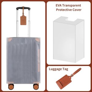 22x14x9 Airline Approved Vintage Style Carry On Luggage with Backpack Sets for Men, ABS+PC Hardshell Small 20 inch Retro Suitcase with Protective Cover & Tag (Black Brown, 20in/BP/TB)