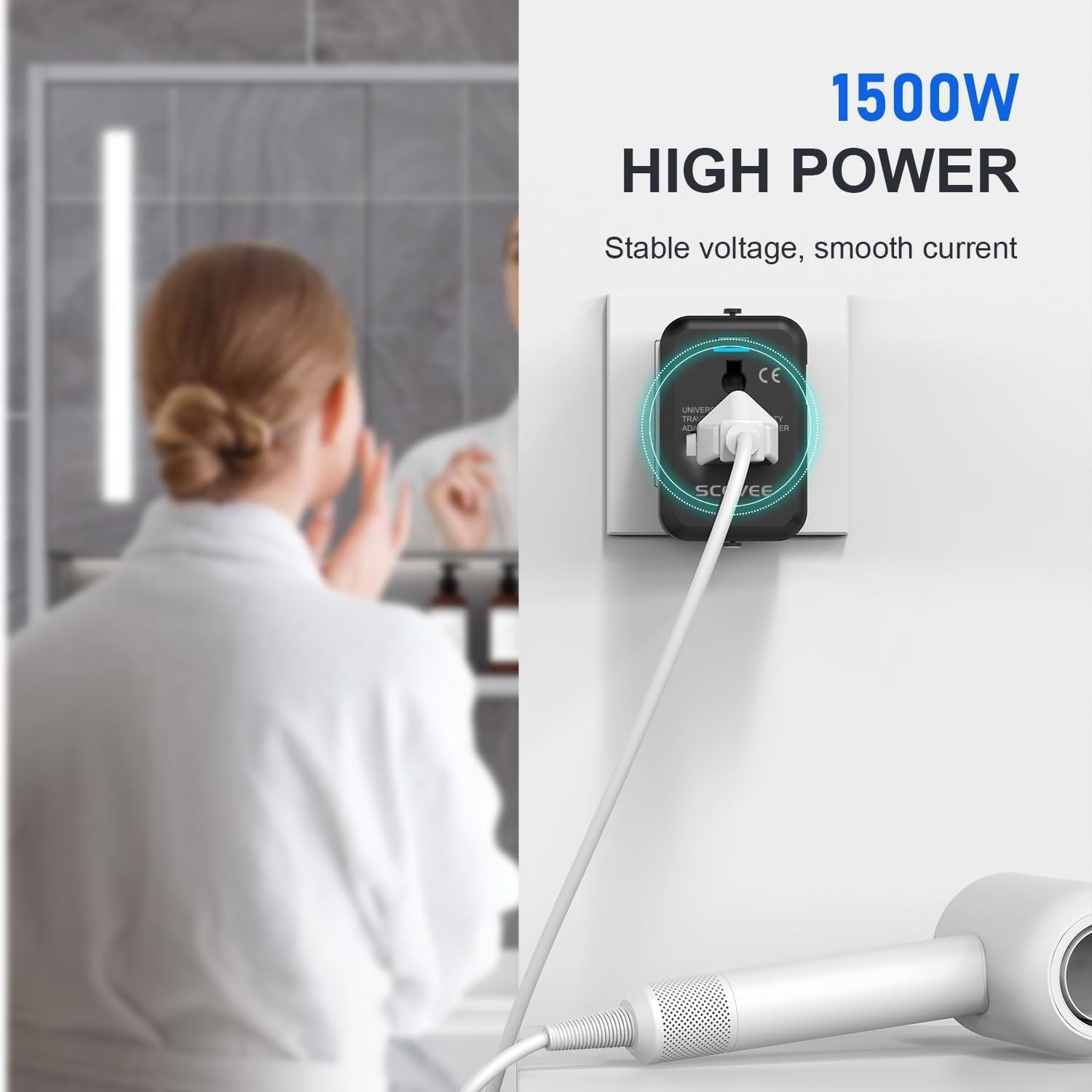 Universal Travel Adapter with USB C, International Power Plug Adapter All in One Worldwide Travel Adapter Power Converters Wall Charger AC Power Plug Adapter USB Type C Charger for USA EU UK AUS - Image 8