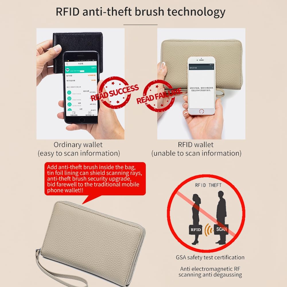 Leather Travel Wallet, RFID passport wallet for travel, with Zippered Pocket and Cash Slot, for Secure Traveling and Documentation Organizer (Eephant Grey) - Image 3