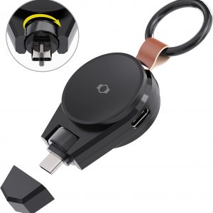 Portable Charger for Samsung Galaxy Watch 7/8, 2 in 1 USB-C Travel Charger Compatible with Galaxy Watch 8/7/6/6 Classic/5 Pro/4/3, 90° Rotatable Smartwatch Charging for Galaxy (No Built-in Battery)