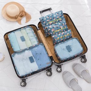 Packing Cubes 6 PCS Travel Accessories Travel Luggage Packing Organizers Bags for Backpack Suitcases, Blue Flower