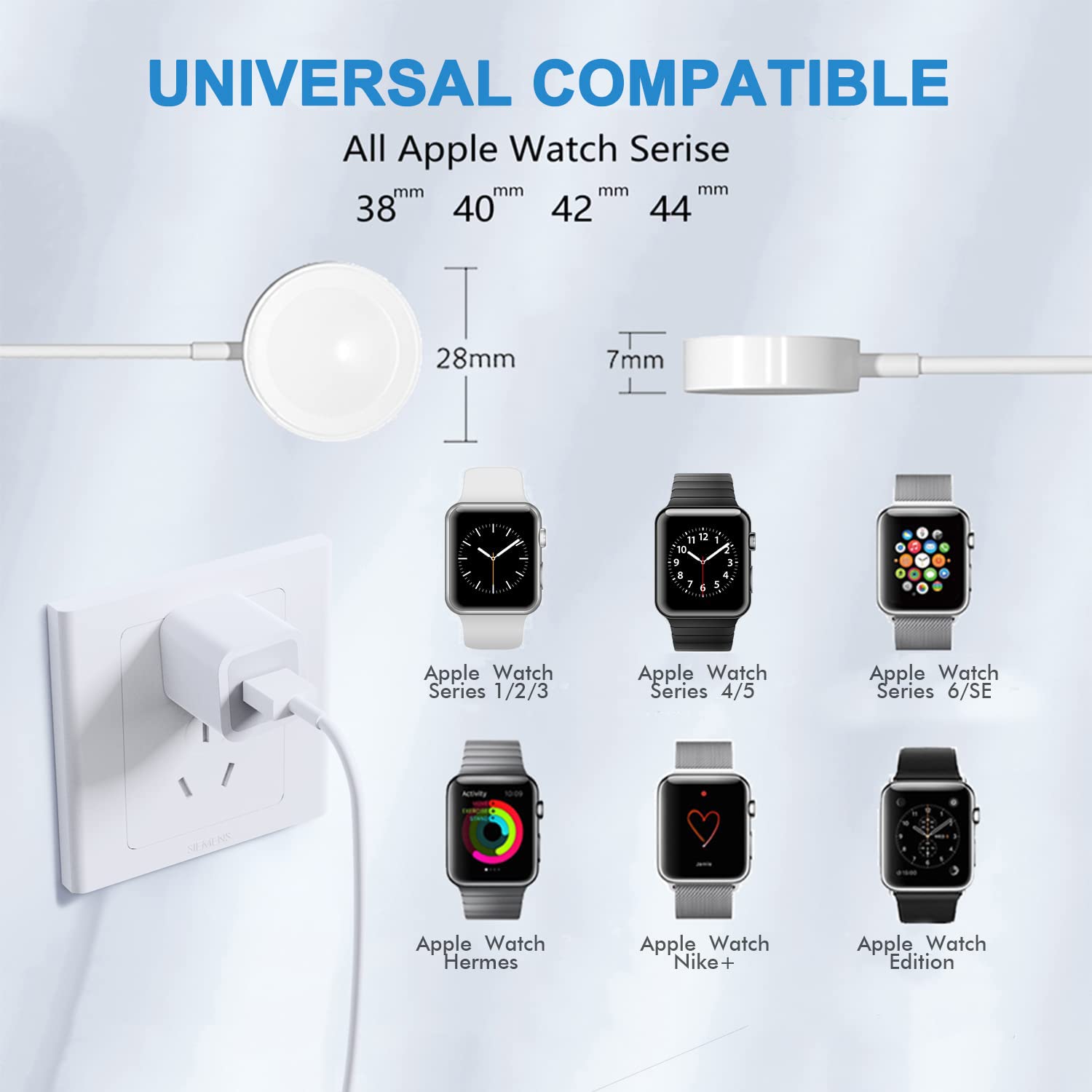 Watch Charger for Apple Watch Charger, Long 6.6FT iWatch Portable Wireless Fast Charging Cable Cord with USB Wall Charge Plug Adapter Block Compatible with Apple Watch Series 9/8/7/SE/6/5/4/3/2/1 - Image 7