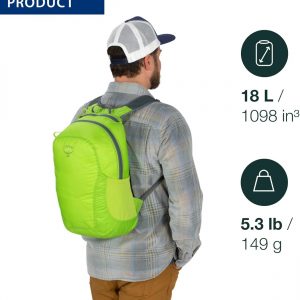 Osprey Ultralight Collapsible Stuff Pack – Lightweight, Packable Travel Backpack — Extra Bag For Travel and Every Day — 18 L Capacity Daypack to Expand Luggage, Black