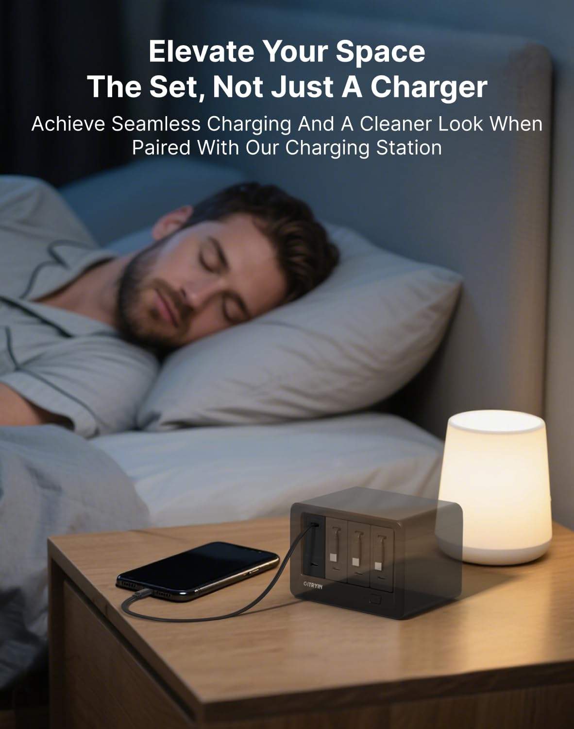 Gitryin Portable USB C Charger Block, 40W Retractable Wall Charger, 40W Fast Charging Block with 33.5in Type-C Cable, Portable Power Adapter with Foldable Plug, Black - Image 2