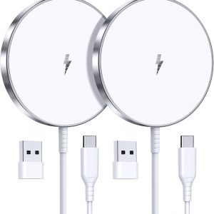 Magnetic Wireless Charger 15W Fast Mag Safe Charger for Cell iPhone 17 Pro Max/17 Pro/17 Air/17/16/15/14/13/12 Series 2 Pack Charging Pad for AirPods 3/2/Pro 2/Pro Mag-Safe Original Replacement