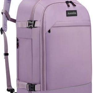 Asenlin 40L Travel Backpack for Women Men,Fit 17.3 Inch Laptop Backpack Flight Approved Luggage Carry On Water Resistant for Weekender Overnight Large Daypack Purple