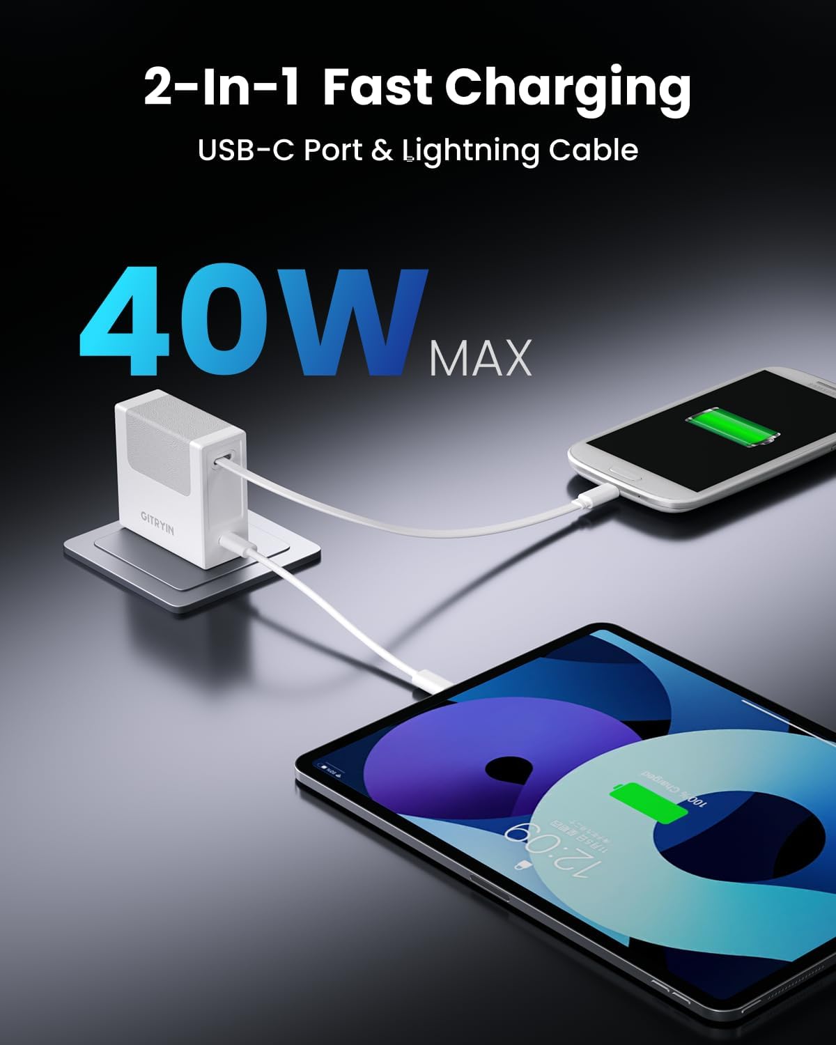 Gitryin Portable Micro USB Charger, Retractable Wall Charger with 33.5in Charging Cable, 40W Fast Charging Block with USB C Port Compatible with Samsung Galaxy S7 S6 J8 J7 Note 5,Kindle,LG,PS4,Camera - Image 3