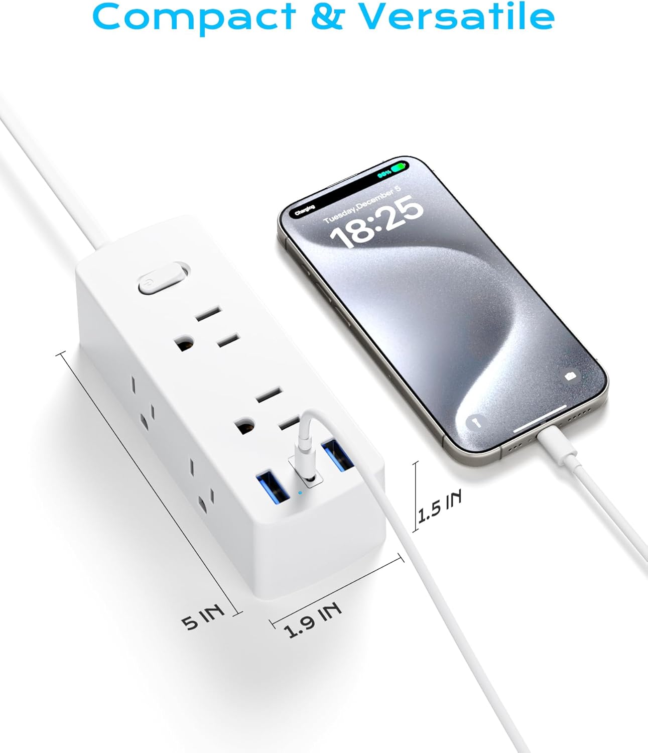 European Travel Plug Adapter, Olcorife Universal Travel Adapter for EU UK US AUS, 6 Outlets 3 USB Ports with 5ft Extension Cord, International Power Adapter for US to Europe UK AUS - Image 5