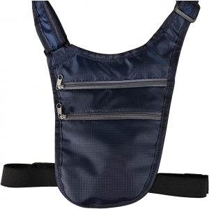 Travel Money Belt Body Contoured Slim Anti Theft Passport Holder Unisex Adjustable Waist Wallet with Secure Zipper（dark blue）