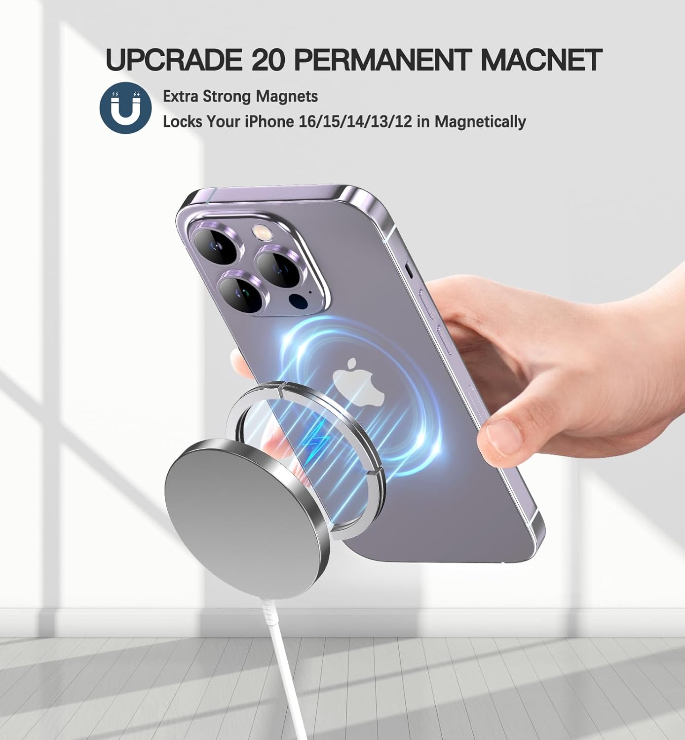 Magnetic Wireless Charger 15W Fast Mag Safe Charger for Cell iPhone 17 Pro Max/17 Pro/17 Air/17/16/15/14/13/12 Series 2 Pack Charging Pad for AirPods 3/2/Pro 2/Pro Mag-Safe Original Replacement - Image 4
