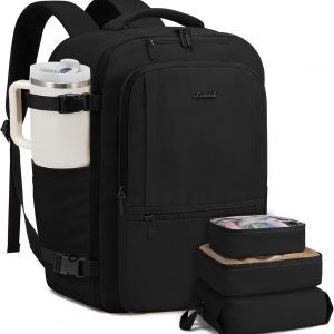 LOVEVOOK Travel Backpack for Women & Men, 40L Large Carry On Backpack Airline Approved, TSA Personal Item Weekender Bag, Water Resistant Laptop Backpack with 3 Packing Cubes for Travel Essentials