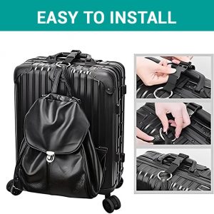 2 Pack Add a Bag Luggage Straps – Adjustable Suitcase Belts Travel Accessories – Jacket Gripper Arm Saver Easy to Carry Your Extra Bags (Black)