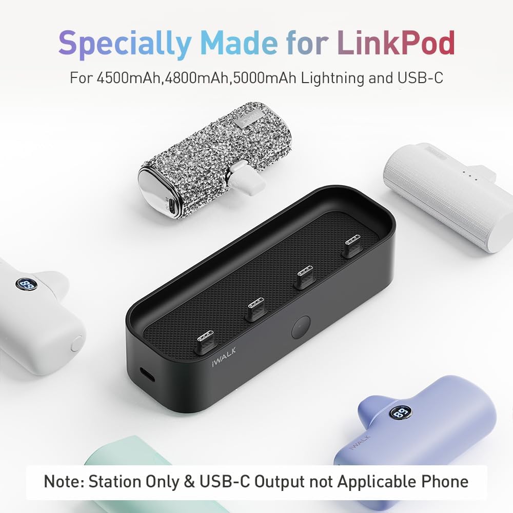 iWALK Charger Station for Portable Charger 4500mAh,4800mAh, 5000mAh, Power Bank for iPhone Charging Station Multiple USB-C Family-Sized Charger Station for Home(Station Only),Black - Image 3