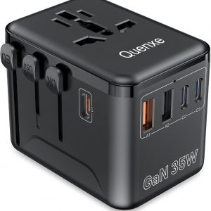 Universal Travel Adapter, International Power Adapter with 35W PD & QC Fast Charging, Travel Plug Adaptor Worldwide with 3 USB-C & 2 USB-A for USA to Europe UK France Germany Australia(Type C/G/A/I)