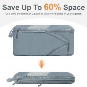 10 Set Compression Packing Cubes, Suitcase Organizer Bags Set for Travel Accessories, Lightweight Travel Essentials, Grey