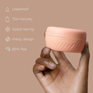TakeToday Travel Containers for Toiletries, Leak-proof, TSA Approved, Refillable Silicone Cream Jars with Lid Travel Size Essential for Cosmetic toiletry Cream, 2oz, 4 Pack (Apricot)