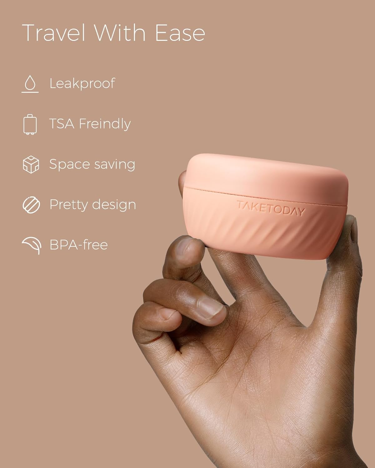 TakeToday Travel Containers for Toiletries, Leak-proof, TSA Approved, Refillable Silicone Cream Jars with Lid Travel Size Essential for Cosmetic toiletry Cream, 2oz, 4 Pack (Apricot) - Image 2