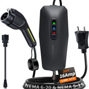 Level 1&2 EV Charger, Electric Vehicle Portable Charger with 20FT Cable, 3.5KW 16Amp Home EV Car Charging Station, 110V-240V NEMA 6-20 & NEMA 5-15 Plug Adapter, for All SAE J1772