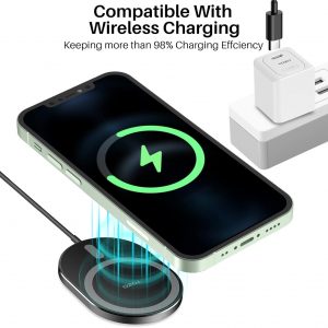 TOZO Ultra-Thin Portable Wireless Charger 15W Max Fast Wireless Charging Pad Compatible with iPhone 17/16 Plus/16 Pro Max /15/14/13/SE, Samsung Galaxy S24/S23/S22 Series (No AC Adapter), Dark Gray