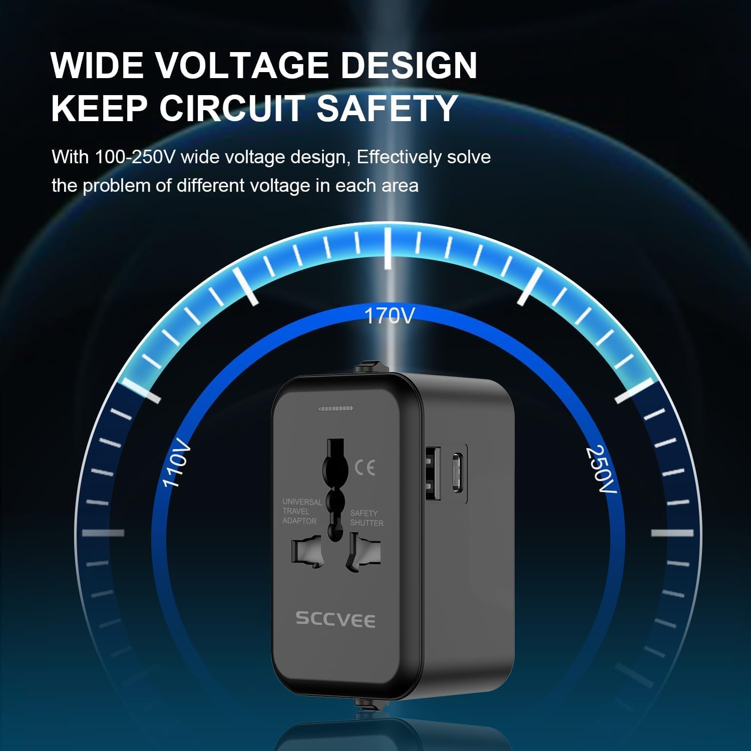 Universal Travel Adapter with USB C, International Power Plug Adapter All in One Worldwide Travel Adapter Power Converters Wall Charger AC Power Plug Adapter USB Type C Charger for USA EU UK AUS - Image 6