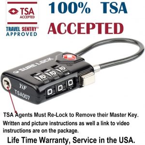 SURE LOCK TSA Compatible Travel Luggage Locks, Inspection Indicator, Easy Read Dials TSA Approved with Zinc Alloy