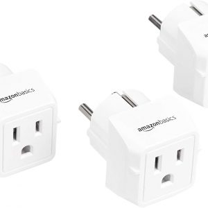 Amazon Basics 3-Pack Travel Plug Adapter Type E/F, Europe – France, Germany, Greece, Hungary, Iceland, the Netherlands, Norway, Poland, Portugal, Romania and Spain, White