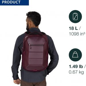 Osprey Ozone Laptop Backpack with Ventilated AirScape™ Backpanel – Lightweight Travel Backpack with 16” Laptop Sleeve – Carry-On Compatible Travel Bag for Men and Women, Black