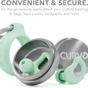 CURVD Everyday Earplugs + Case Clip Bundle, The Perfect earplug for Sleep, Travel, Noise Sensitivity/canceling + Case Clip Package Portable Waterproof Container & Silicone Sleeve for Ear Plugs(Mint)
