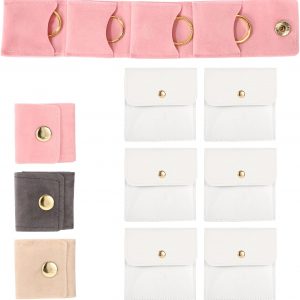 9pcs Mini Travel Jewelry Bag, Portable Small Travel Jewelry Roll Holder Bags and Mini Jewel Pouch Organizer Case with Secure Snap Closure for Rings Necklaces Earrings Storage