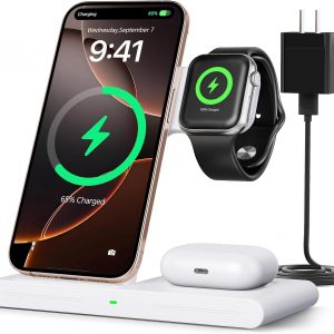 2026 Traveling Portable Wireless Fast Charger for Apple & Android Charging Station, 3 in 1 Charging for iPhone 16 15 14 13 12, Apple Watch Series & Air pods 4 3 2 Pro, Samsung Galaxy-Gifts for Family