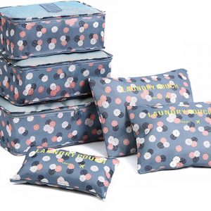 6 PCS Packing Cubes,Multi-functional Clothing Sorting Packages,Travel Carry On Luggage Organizers Storage Bags,Travel Packing Pouches, Blue Flower