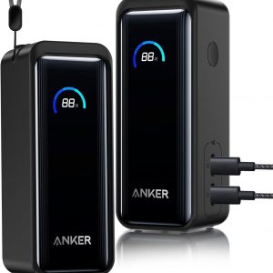 Silicone Case for Anker Prime Power Bank 9,600mAh 65W, Soft Silicone Shockproof Protective Cover for Anker 65W Prime Power Bank with Anti-Lost Strap, LCD Display Visible (Black)