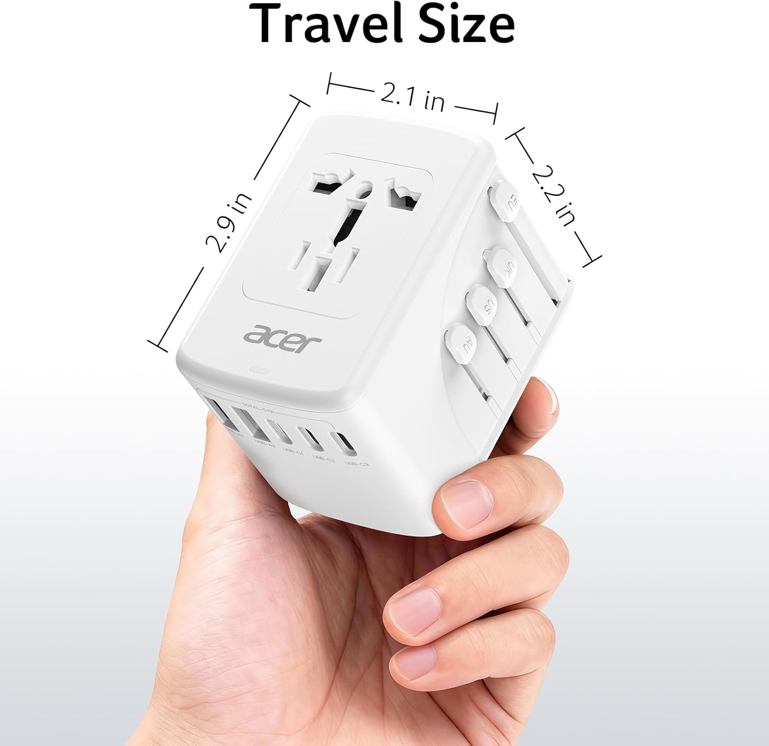 Acer Universal Travel Plug Adapter - International Power Adapter with 5 USB Ports (3 USB C) 5.8A, Worldwide Outlet Charger for USA to European UK France Germany Spain, Type C/E/F/G/I/L/A, White - Image 7