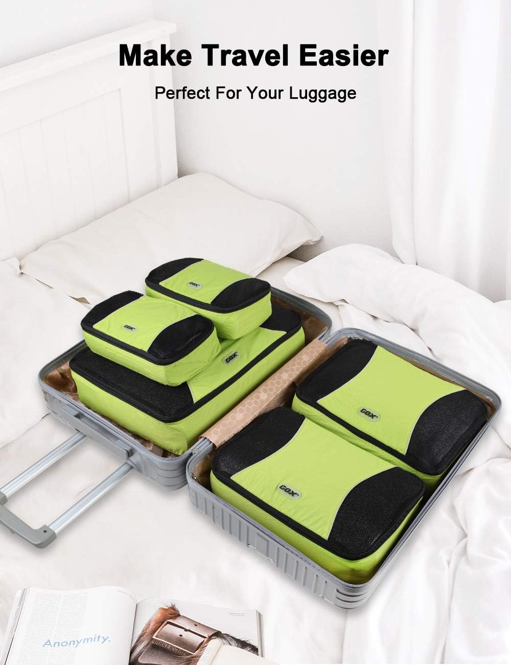 GOX Ultra Light 5 piece Packing Cubes Travel Luggage Organizer 1 Large 2 Medium 2 Small - Image 2
