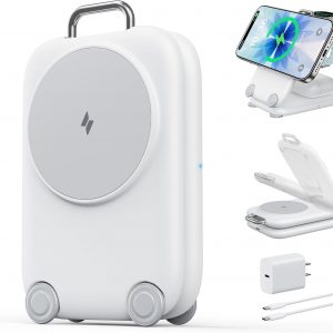 PaktVault 2025 Traveling Fast Wireless Charging Station for Apple Devices, Magnetic 3 in 1 MagSafe Charger Stand for iPhone 17 16 15 14 13 12 Pro Max Plus Air, Apple Watch&Air pods Pro